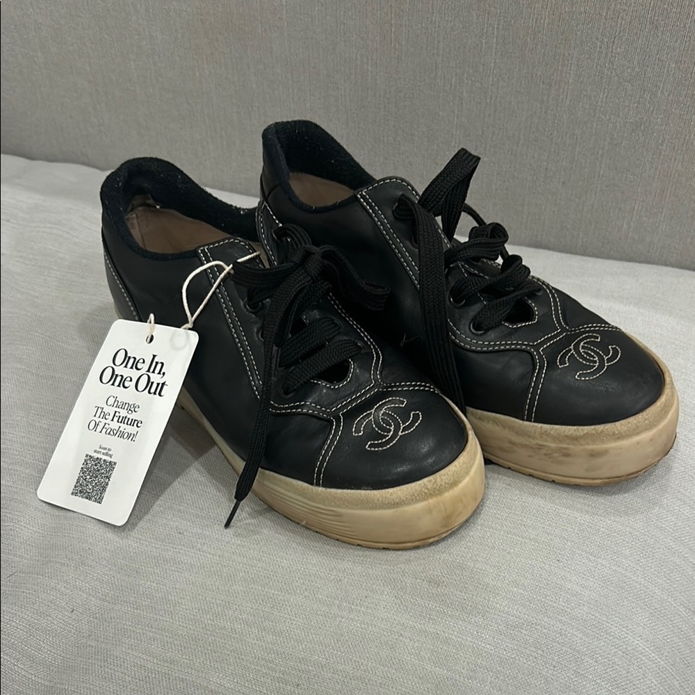 CHANEL Black and White Casual Sneakers